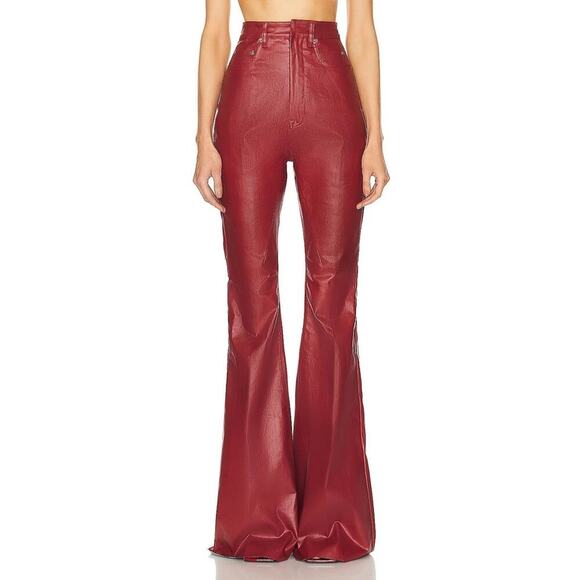 Rick Owens Denim - NWT Rick Owens Bolan High-rise coated Denim Jeans Cardinal Red Size 25 Burgundy